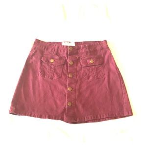Red button up mini skirt